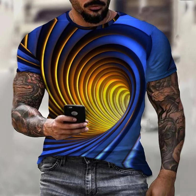 2022 New Colorful Swirl Abstract 3D Printing Mens T-Shirt Short Sleeve Streetwear Fashion Casual Sports Oversized XX
